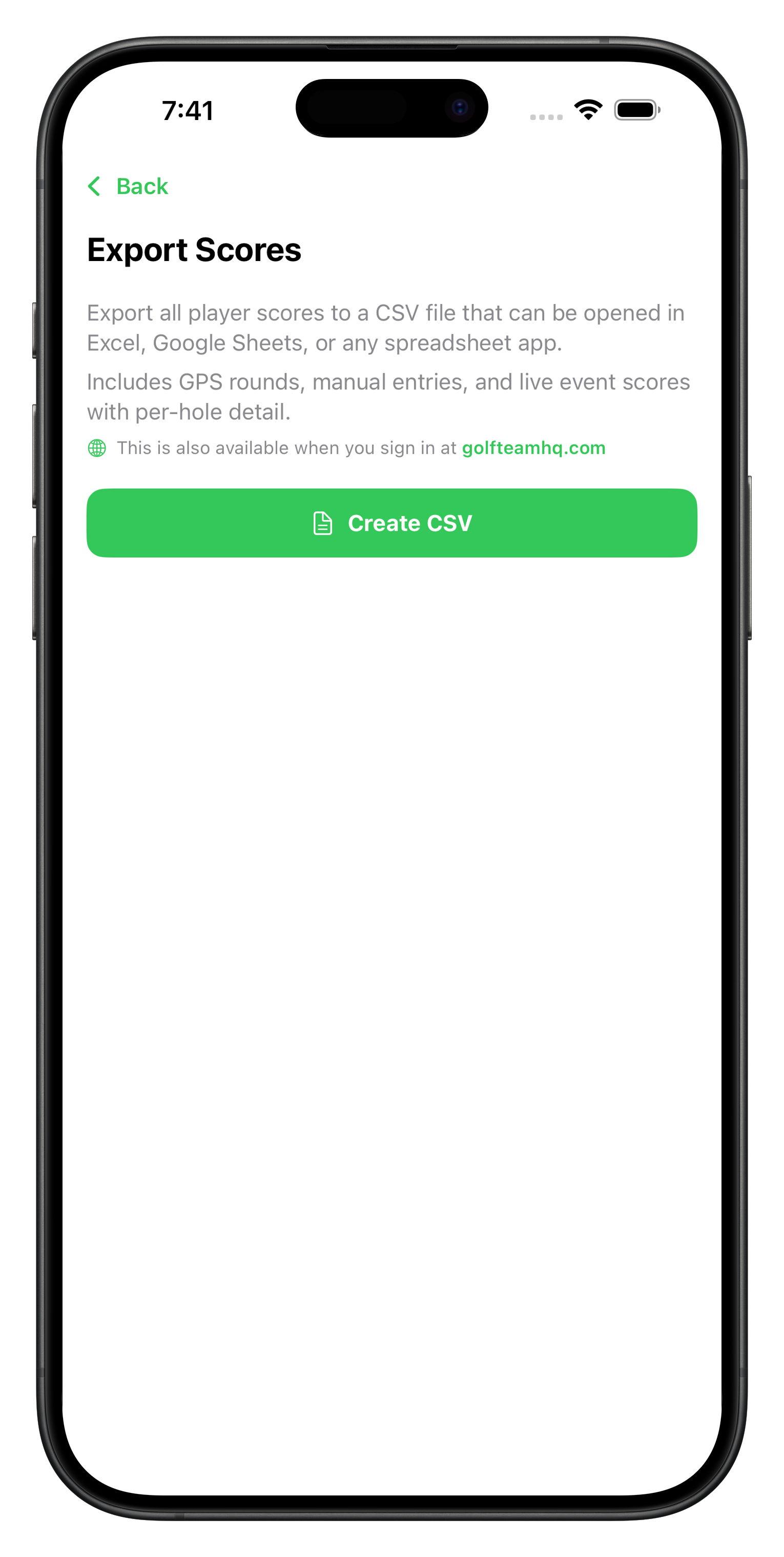 Export scores to CSV